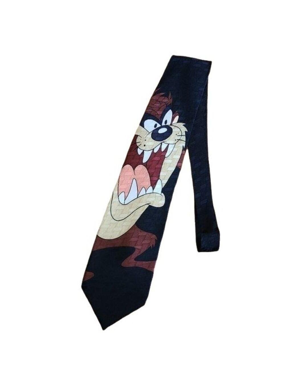 Looney Tunes Mens Accessories, 90s Warner Bros. 100% Silk Tazmanian Devil Tie